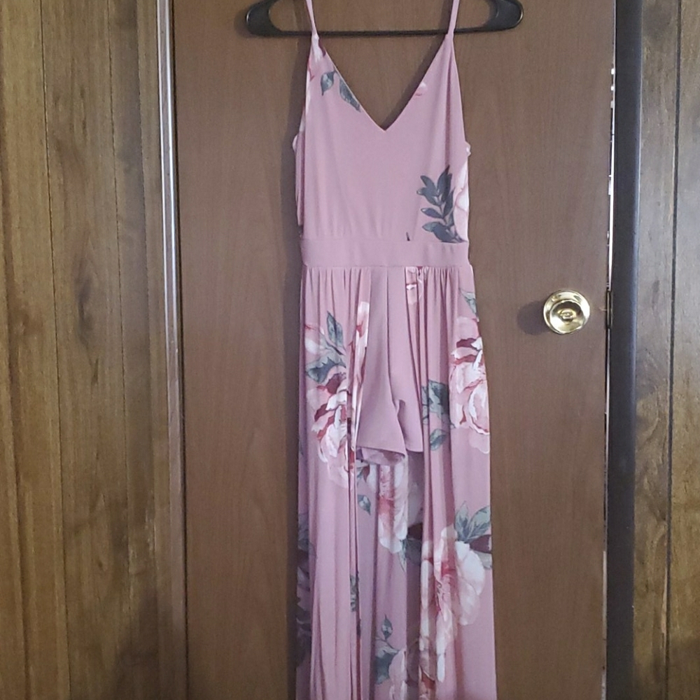 Floral romper w/ open front skirt